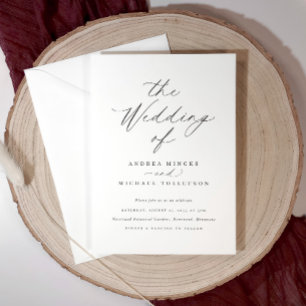 Invitation Élégant Mariage Simple Calligraphié