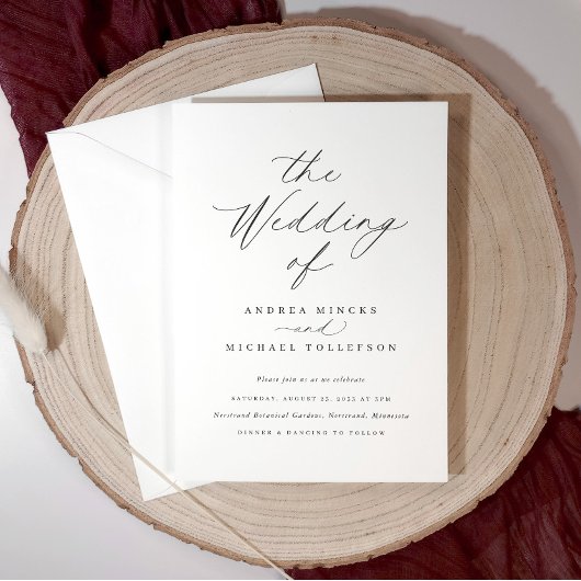 Invitation Élégant Mariage Simple Calligraphié