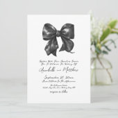 Invitation Élégant Mariage simple manuscrit noir Bow (Debout devant)