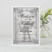 Invitation Élégant Mariage simple noir et blanc (Debout devant)