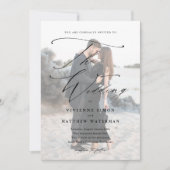 Invitation Élégant Mariage simple noir et blanc (Devant)