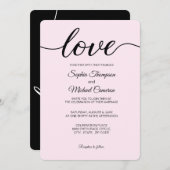 Invitation Élégant Mariage simple rose noir et blanc (Devant / Derrière)