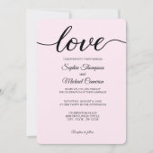 Invitation Élégant Mariage simple rose noir et blanc (Devant)