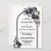 Invitation Élégant Mariage Smokey Black Floral Arch (Devant)