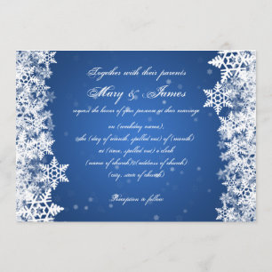 Invitation Elégant Mariage Snowflakes hiver Sapphire Bleu