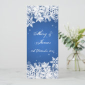 Invitation Elégant Mariage Snowflakes hiver Sapphire Bleu (Debout devant)