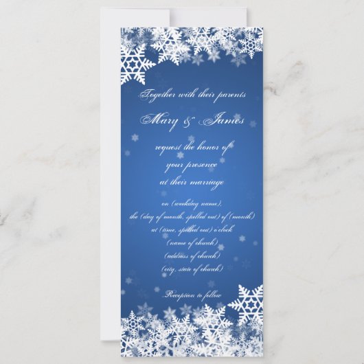 Invitation Elégant Mariage Snowflakes hiver Sapphire Bleu (Dos)