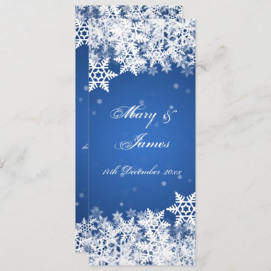 Invitation Elégant Mariage Snowflakes hiver Sapphire Bleu (Devant / Derrière)