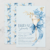 Invitation Élégant Mariage sous la Douceur de l'Hydrangea Ble (Devant / Derrière)