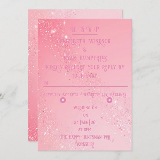 Invitation Élégant Mariage Sparkle (Devant / Derrière)