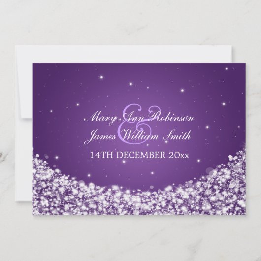Invitation Élégant Mariage Star Étincelle Violet (Devant)