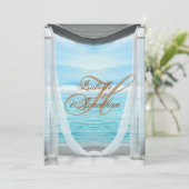 Invitation Élégant mariage sur la plage et calligraphie en cu (Debout devant)