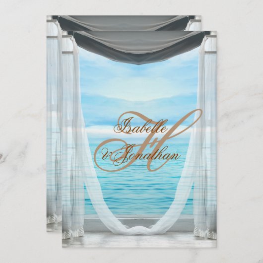 Invitation Élégant mariage sur la plage et calligraphie en cu (Devant / Derrière)