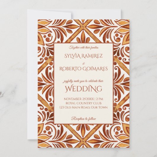 Invitation Élégant mariage Talavera mexicain en terre cuite (Devant)