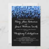 Invitation Elégant Mariage Tombant Étoiles Sapphire Bleu (Devant)
