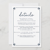 Invitation Élégant Mariage Tout-Compris Simple Blanc & Bleu (Dos)