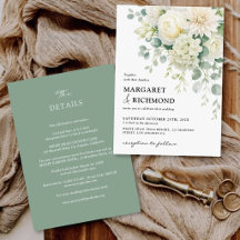 Élégant Mariage Tout-En-Un Fleurs Vert Sauge et Iv