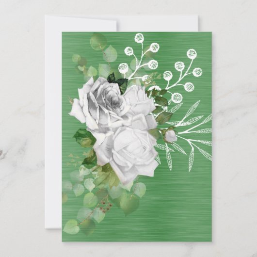 INVITATION ÉLÉGANT MARIAGE TRIM FLORAL BOUQUET SAGE (Dos)