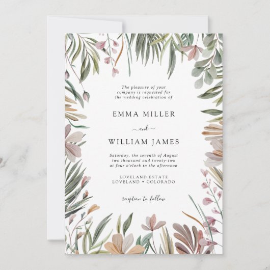 Invitation Élégant Mariage tropical (Devant)
