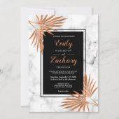 Invitation Élégant Mariage tropical noir blanc en cuivre (Devant)