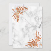 Invitation Élégant Mariage tropical noir blanc en cuivre (Dos)