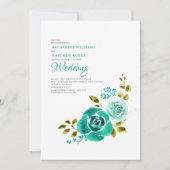 Invitation Élégant Mariage Turquoise blanc floral (Devant)