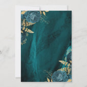 Invitation Élégant Mariage Turquoise Blue Gold Floral (Dos)