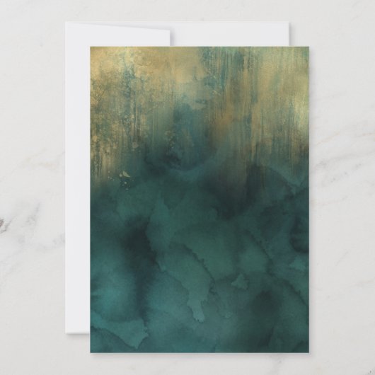 Invitation Elégant Mariage Turquoise Gold Watercolor (Dos)