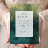 Invitation Elégant Mariage Turquoise Gold Watercolor
