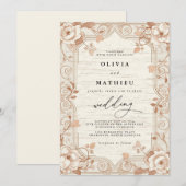 Invitation Élégant Mariage végétal à la crème (Devant / Derrière)