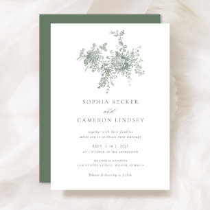 Invitation Élégant Mariage végétal vert Sage