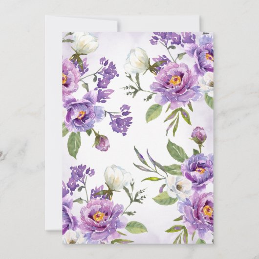 Invitation Élégant Mariage végétal violet (Dos)