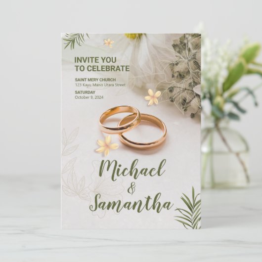 Invitation élégant mariage vert (Debout devant)