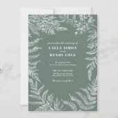 Invitation Élégant Mariage vert de la feuille de fougère (Devant)