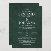 Invitation Élégant Mariage vert de la forêt (Devant / Derrière)