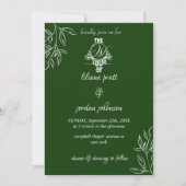 Invitation élégant mariage vert émeraude moderne en (Devant)