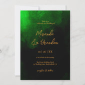 Invitation Élégant Mariage Vert Émeraude Or Personnalisé (Devant)