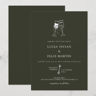Invitation Élégant Mariage vert en bois d'olive