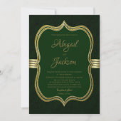 Invitation Élégant Mariage vert et or de la forêt (Devant)