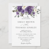 Invitation Élégant Mariage vert floral blanc foncé (Devant)