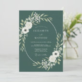 Invitation Élégant mariage vert forêt de bois (Debout devant)