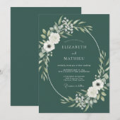 Invitation Élégant mariage vert forêt de bois (Devant / Derrière)