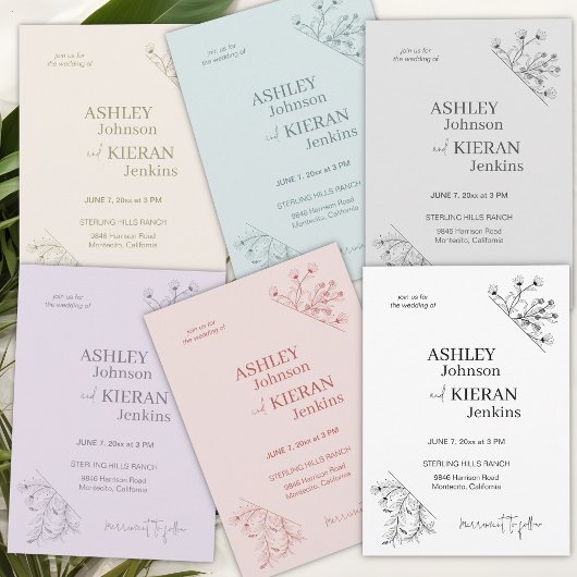 Invitation Élégant mariage vert mousse