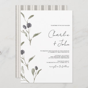 Invitation Élégant Mariage vert olive