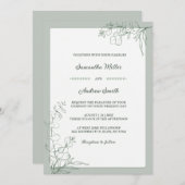 Invitation Élégant mariage vert Sage (Devant / Derrière)