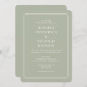 Invitation Élégant Mariage vert Sage Formal (Devant / Derrière)