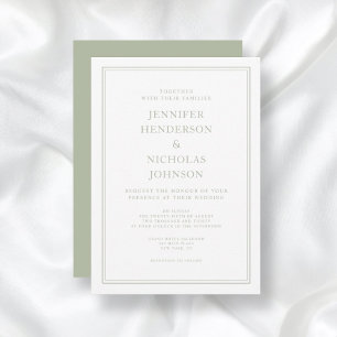 Invitation Élégant Mariage vert Sage Formal
