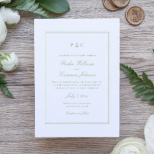 Invitation Élégant Mariage Vert Sauge Nautical Ancre