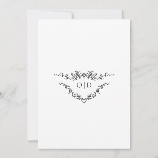 Invitation Élégant Mariage victorien noir et blanc (Dos)