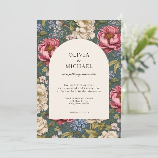 Invitation Élégant Mariage Vintage (Debout devant)